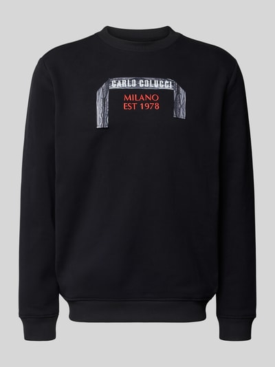 CARLO COLUCCI Bluza z detalem z logo Czarny 2