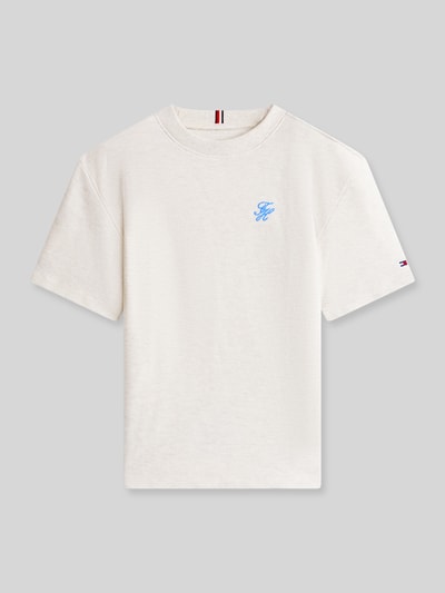 Tommy Hilfiger Teens męski t-shirt o kroju regular fit z czystej bawełny Écru 2