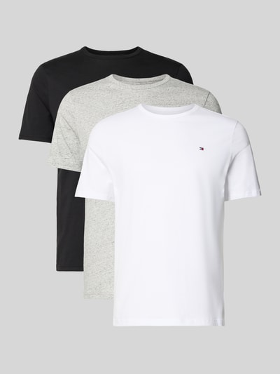 Produktfoto, T-Shirt Set aus reiner Baumwolle im 3er-Pack von Tommy Hilfiger, Optik: Unifarben, Regular-Fit, Logo-Detail, Rundhals, Kurzarm, Multipack:3er-Pack, Materialverarbeitung: Jersey, reine Baumwolle in Weiß, Grau und Schwarz