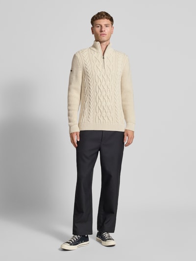 Superdry Strickpullover mit gerippten Abschlüssen Offwhite 1
