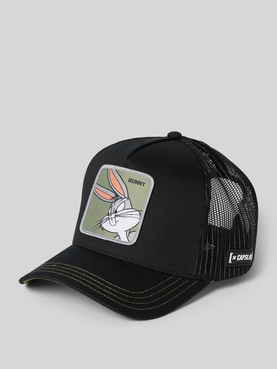 Capslab Trucker-pet met motiefbadge, model 'Bunny' Zwart - 1