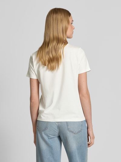 COMMA T-shirt z cekinami i okrągłym dekoltem Złamany biały 5