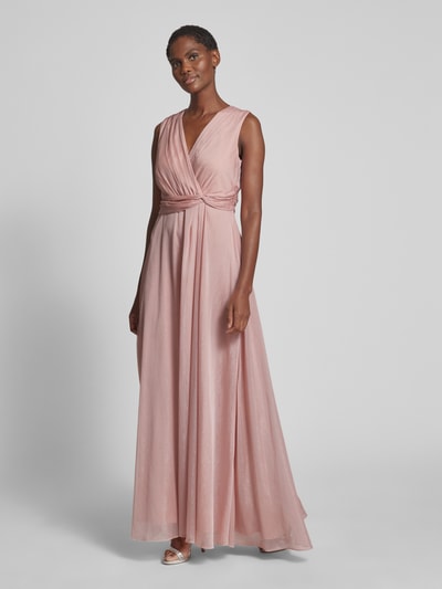 Christian Berg Cocktail Abendkleid in Wickel-Optik Hellrosa Melange 1