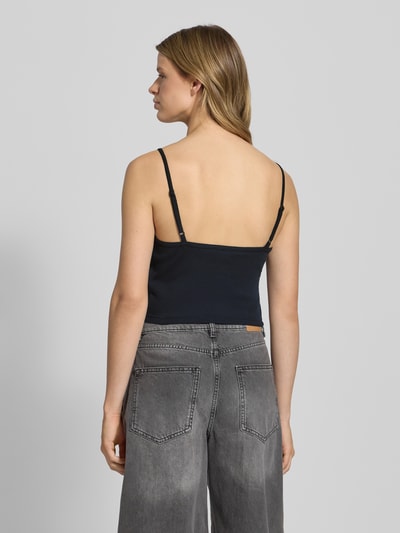 Calvin Klein Jeans Top krótki z detalem z logo Czarny 5