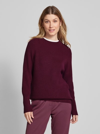 Soyaconcept Strickpullover mit gerippten Abschlüssen Modell 'KANITA' Bordeaux Melange 4