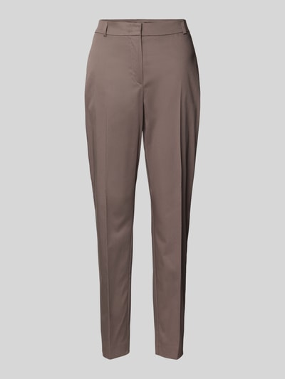 comma Slim Fit Stoffhose mit Bügelfalten Taupe 2