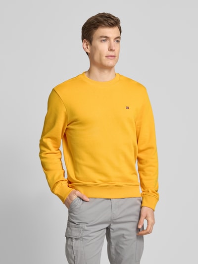 Napapijri Sweatshirt met labelstitching, model 'BALIS' Oranje - 4