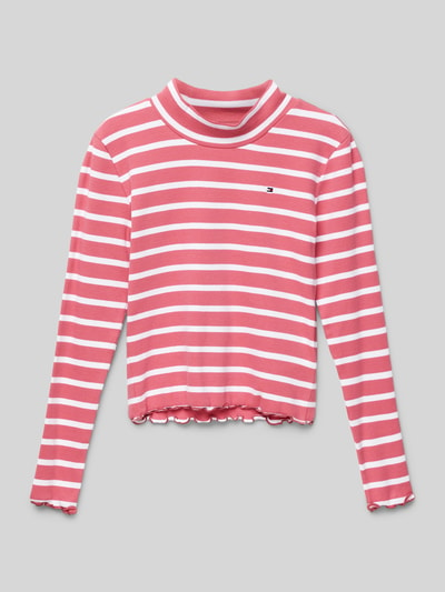 Tommy Hilfiger Teens Shirt met lange mouwen en opstaande kraag Felroze gemêleerd - 1