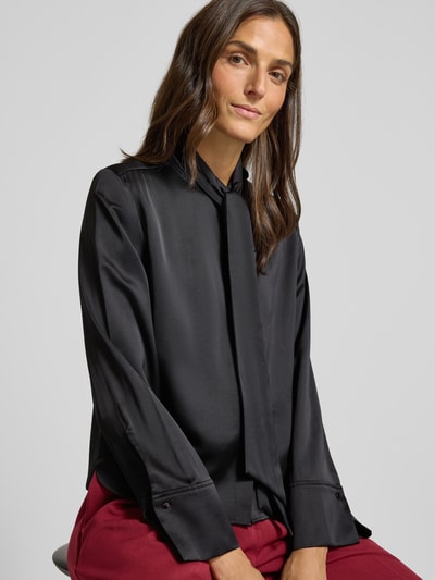 Marc Cain Bluzka o kroju regular fit wiązaniem pod szyją i krytą listwą guzikową Czarny 3