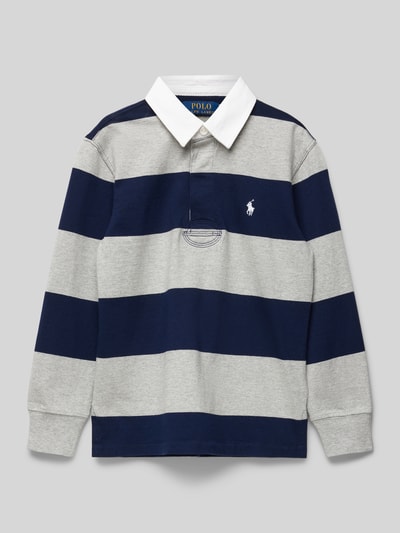 Polo Ralph Lauren Teens Shirt met lange mouwen, polokraag en blinde knoopsluiting Middengrijs gemêleerd - 1