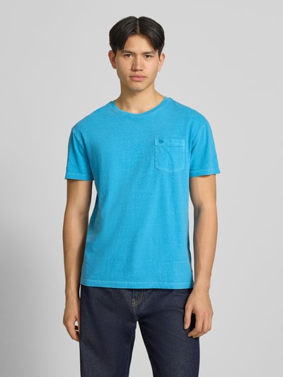 Superdry T-Shirt aus Baumwoll-Leinen-Mix mit Brusttasche Helltuerkis 4