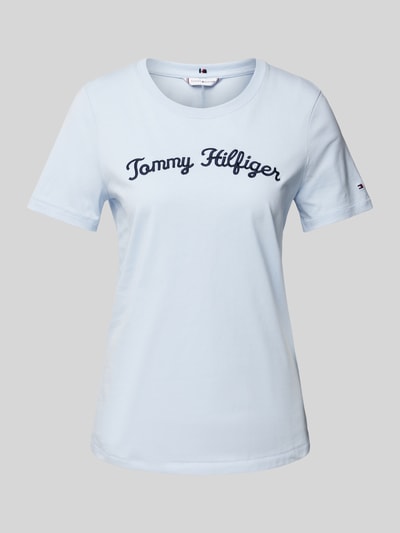 Tommy Hilfiger T-Shirt mit Label-Stitching Modell 'SCRIPT' Hellblau 2