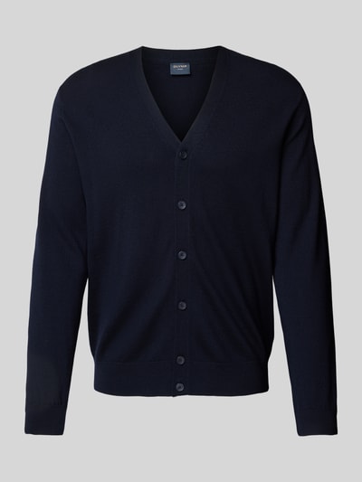 OLYMP Level Five Slim fit gebreid jack met knoopsluiting Marineblauw - 2