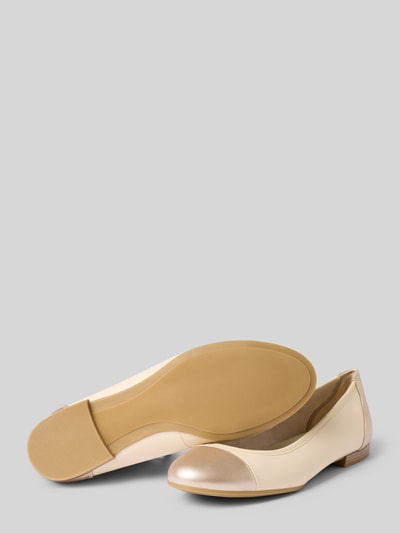 Tamaris Ballerina's van leer met licht gestructureerde zool Goud gemêleerd - 4