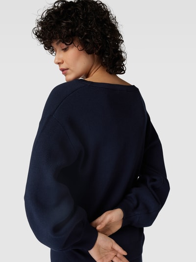 esmé studios Gebreide pullover met ribboorden, model 'Melissa' Donkerblauw - 3