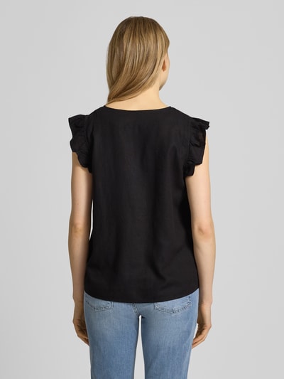 b.young Regular Fit Bluse aus Leinen-Viskose-Mix mit Rüschen Black 5