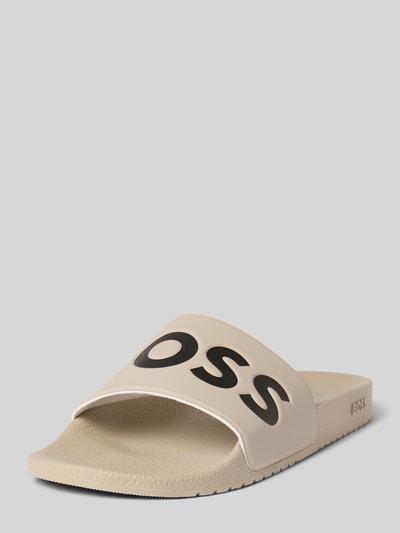 BOSS Slides mit Label-Print Modell 'Aryeh' Beige 1