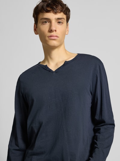 Blend Shirt met lange mouwen en korte knoopsluiting, model 'IVALDE' Donkerblauw - 3