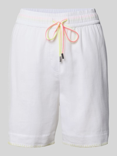 Produktfoto, Bermudas aus reiner Viskose von Marc Cain, białe, krój wide fit, wysoki stan, tunel, elastyczny pas, zakończenia nogawek z ozdobnymi szwami