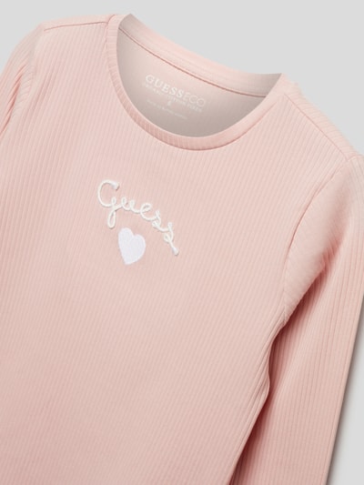 Guess Shirt met lange mouwen en labelapplicatie Lichtroze - 2