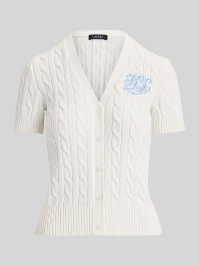 Lauren Ralph Lauren Regulat Fit Strickjacke mit kurzem Arm aus reiner Baumwolle Weiss 2