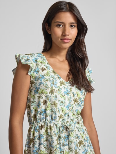 Tom Tailor Denim Taliowana sukienka midi ze wzorem na całej powierzchni Złamany biały 3