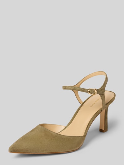 Produktfoto, Sandalette aus echtem Leder Modell 'AMARA' von MICHAEL Michael Kors in Olivgrün, spitz zulaufend, Pfennigabsatz, glatte Sohle