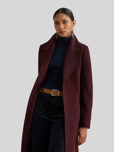 Lauren Ralph Lauren Lange jas van wol met strikceintuur Bordeaux - 1
