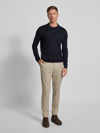 Christian Berg Men Slim fit gebreide pullover van wolmix Marineblauw - 1