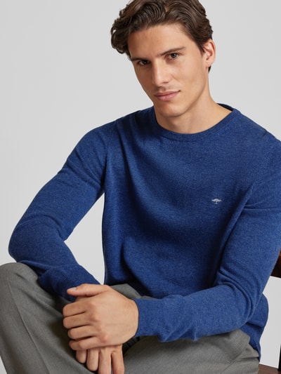 Fynch-Hatton Strickpullover mit Label-Stitching Rauchblau 3