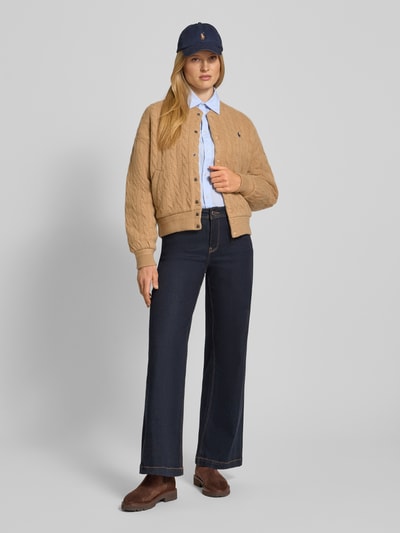 Polo Ralph Lauren Bomberka o kroju regular fit z imitacji dzianiny z domieszką kaszmiru Camel 1