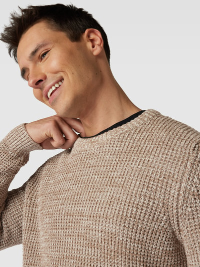 JOOP! Jeans Gebreide pullover met labeldetail, model 'Marvin' Taupe gemêleerd - 3