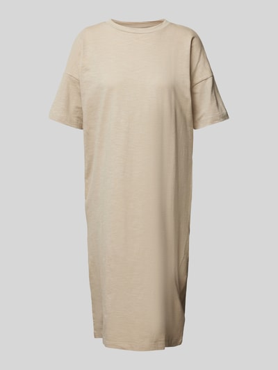 Knowledge Cotton Apparel Knielanges T-Shirt-Kleid mit Rundhalsausschnitt Hellgrau 2