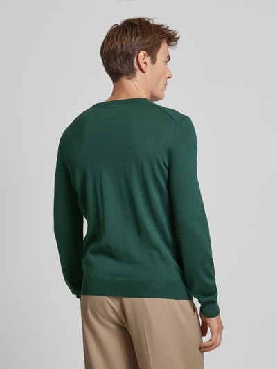 BOSS Gebreide pullover van scheerwol, model 'Baram' Donkergroen - 5