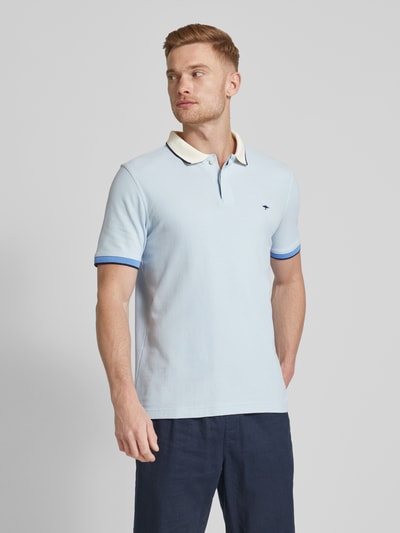 Fynch-Hatton Regular Fit Poloshirt mit Kontrastbesatz Hellblau Melange 4