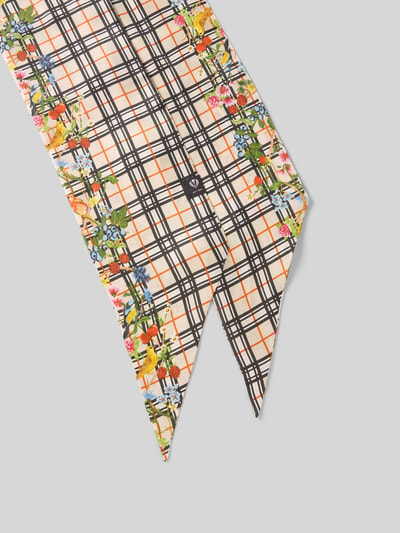 Productfoto, Seidenschal met bloemen allover-print van Fraas, pure zijde, langwerpige vorm, floral patroon met logodetail