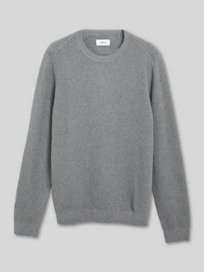 s.Oliver RED LABEL Pullover mit Strukturstrickoptik aus reiner Baumwolle Mittelgrau 2