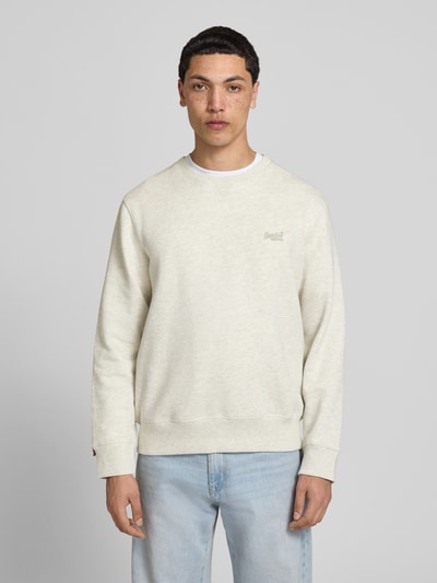 Superdry Sweatshirt mit Rundhalsausschnitt und Label-Stitching Hellgrau Melange 4