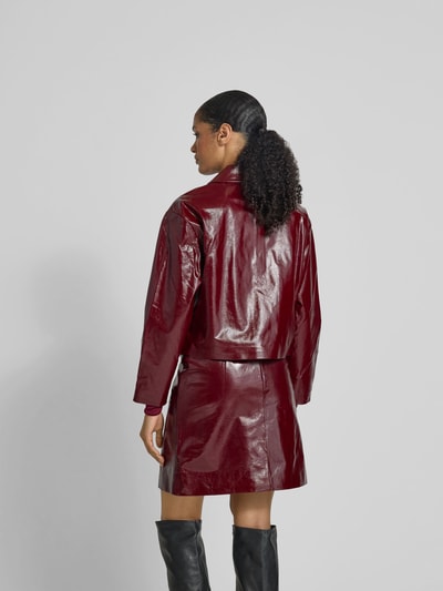 Self-Portrait Jacke in Leder-Optik Bordeaux 5