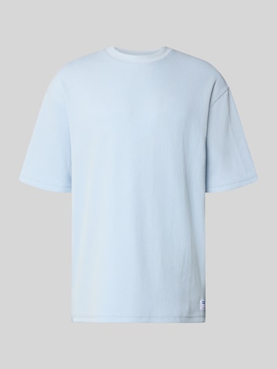 Produktfoto, Relaxed Fit T-Shirt aus Baumwoll-Mix Modell 'NUWAFFLE' von HUGO in Blau, Optik: Unifarben, Struktur, Label-Stitching-Applikation