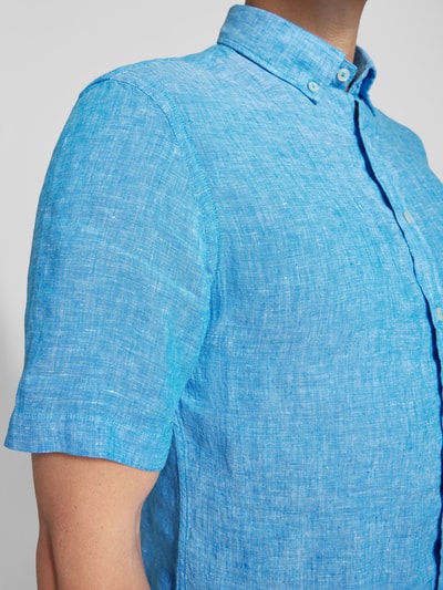 Fynch-Hatton Freizeithemd aus Leinen mit Button-Down-Kragen Modell 'Summer' Royal 3