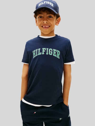 Tommy Hilfiger Kids męski t-shirt o kroju regular fit z czystej bawełny Granatowy 4