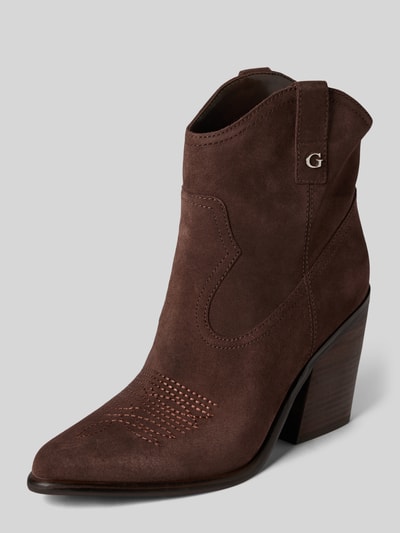 Guess Lederstiefeletten mit Stickerei Modell 'JALELLA' Mittelbraun 1