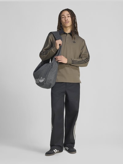 adidas Originals Relaxed Fit Rugbyshirt aus reiner Baumwolle Anthrazit 1