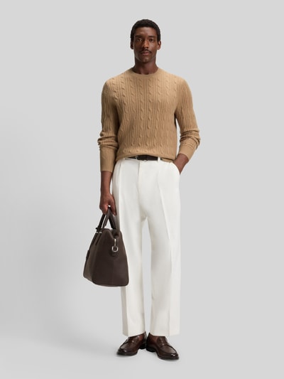 BOSS Regular Fit Strickpullover aus Schurwoll-Kaschmir-Mix Modell 'HETICO' Beige 1