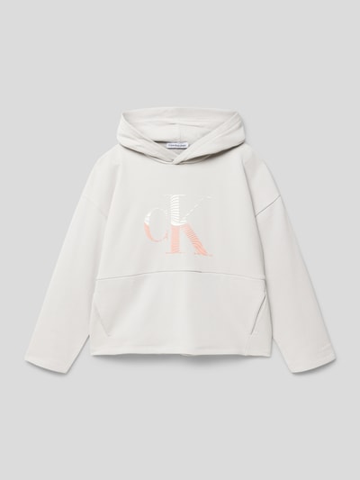 Calvin Klein Jeans Hoodie met labelprint, model 'SWIRL' Steengrijs - 1