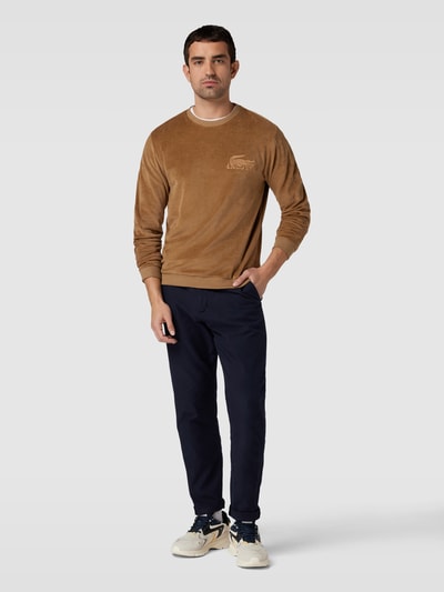 Lacoste Sweatshirt met labelstitching, model 'VELVET COLORAMA' Camel - 1