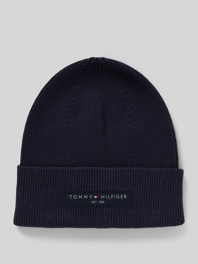 Tommy Hilfiger Gebreide muts met labelpatch, model 'FOUNDATION' Marineblauw - 1