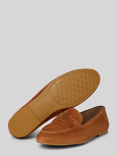 Lauren Ralph Lauren Mokasyny skórzane z aplikacją z logo model ‘AVERI III’ Camel 4