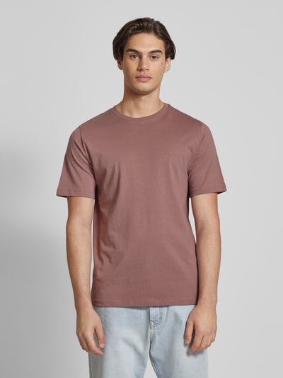 Jack & Jones T-shirt z detalem z logo model ‘ORGANIC’ Fiołkoworóżowy 4
